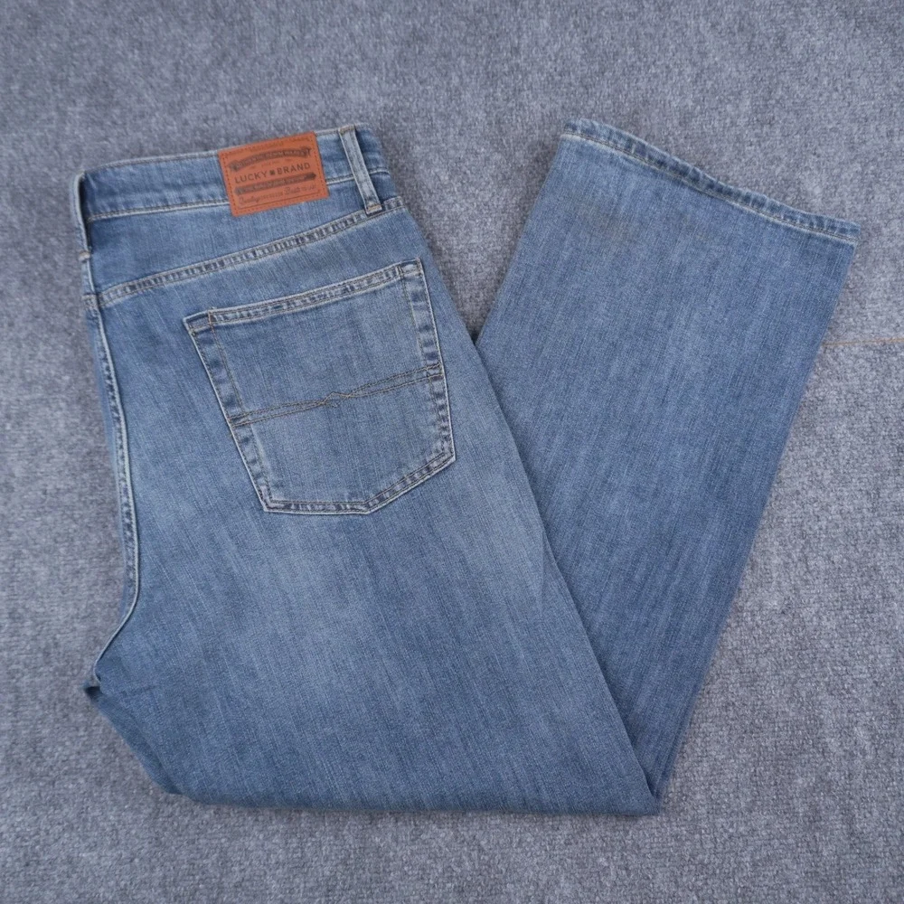 Lucky Brand 181 Relaxed Straight Jeans Mens 36x30 Blue Medium Wash Denim